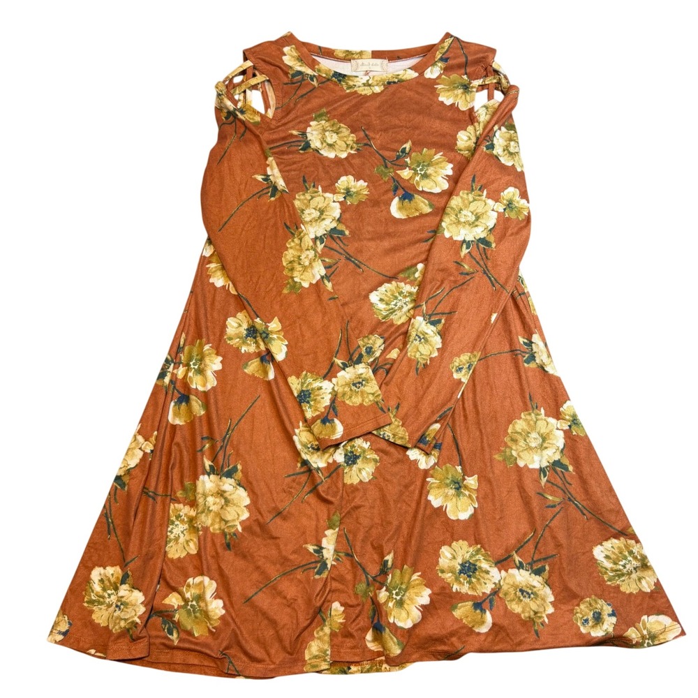 Altar'd State Rust Orange Floral Cold Shoulder boho‎ Mini Dress Small